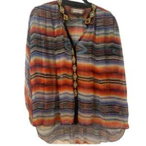 Flowy Bohemia Embroidery Womens Top M